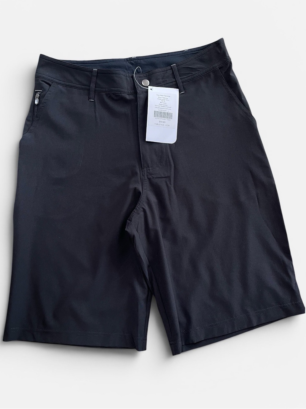 Fabletics Men's Black Culver Athletic Flat Front Shorts Sz S Zipper Pocket NWT